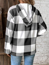 Plaid Dropped Shoulder Long Sleeve Hoodie OutfitFlow